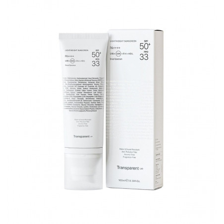 Сонцезахисний легкий крем Transparent Lab Lightweight Sunscreen SPF 50+ з UV-фільтрами, церамідами, гіалуроновою кислотою 100ml