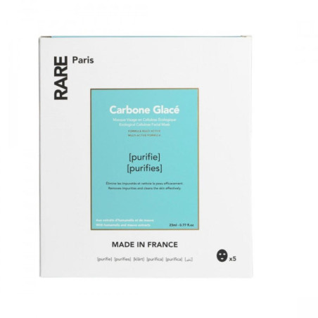 RARE Paris Carbone Glacé Purifying Face Mask 5x23 мл — очищувальна тканинна маска з гамамелісом та екстрактом мальви, матуюча