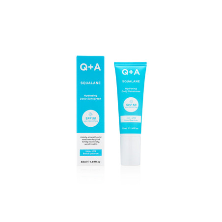 Q+A Squalane Hydrating Daily Sunscreen SPF 50 UVA+UVB 50 мл — зволоження та захист від сонця для сухої та чутливої шкіри,