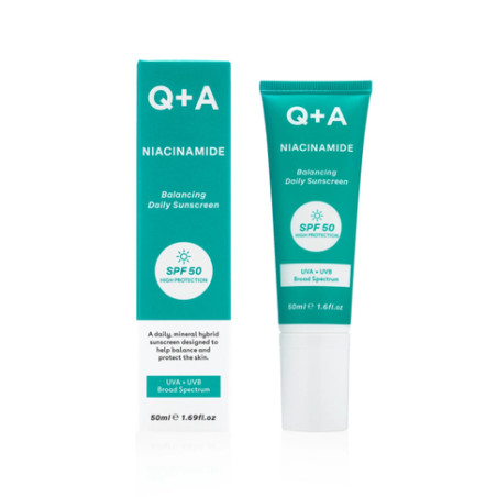 Q+A Niacinamide Balancing Daily Sunscreen SPF 50 UVA+UVB 50 мл — зволоження, захист від ультрафіолету, ніацинамід, аргінін —