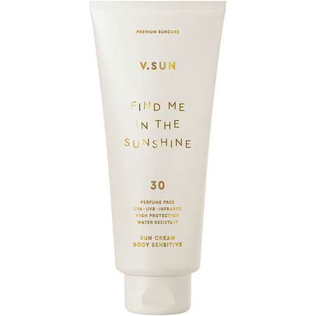 V.SUN Sun Cream Body Sensitive SPF 30 Perfume Free 200 мл — захист від сонця для тіла, ектоїн, вітамін Е, олія ши — вигляд