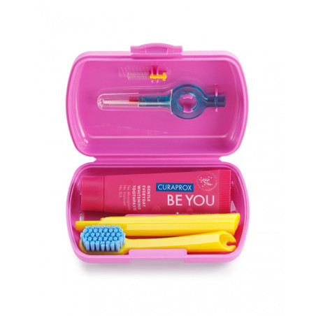 Дорожній набір Curaprox Be You Pink — дорожня щітка CS 5460, паста Gin Tonik, міжзубні йоржики, освіжаючий ефект — вигляд товару