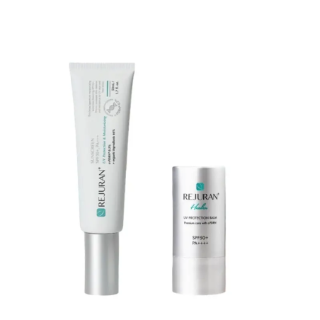 REJURAN Акційний набір: сонцезахисний крем SPF50+ 50 мл + UV Protection Balm SPF50+ 19 г — захист від УФ-випромінювання,
