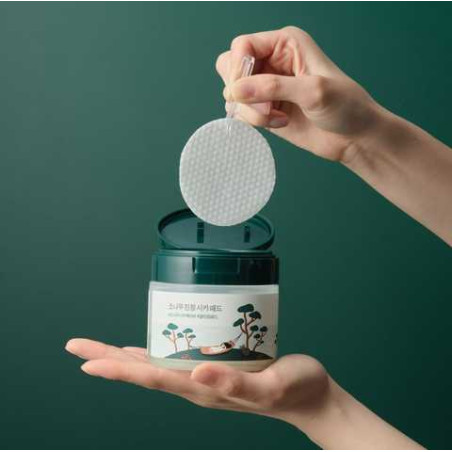 Пілінг-педи Round Lab Pine Calming Cica Pad 50 шт — двосторонній пед, перша сторона усуває ороговілі клітини, друга заспокоює —