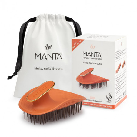 Щітка MANTA Kinks, Coils Curls Amber Orange — подовжені рухливі щетинки, стимулює кровообіг, м'який масаж — аплікація