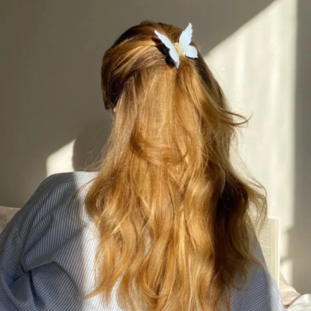 Заколка-метелик для волосся EMI JAY Papillon Clip Meringue білий мармур, біорозкладний ацетат, утримує без дискомфорту —