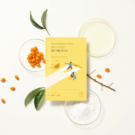 Round Lab Vita Niacinamide Dark Spot Serum Mask 20ml — освітлювальна тканинна маска для обличчя з вітаміном С, ніацинамідом та