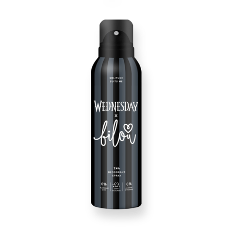 Bilou Wednesday Deodorant Spray Solitude Suits Me 150ml - захист від запаху 48 годин, деревні ноти, м'яка ванілі — упаковка