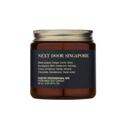 Свічка для масажу POETRY HOME Next Door Singapore 95g — аромат ванілі та імбиру, кориці та мигдалю, для живлення шкіри, упаковка