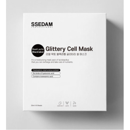 Тканинна маска SSEDAM Glittery Cell 25 мл — омолодження, відновлення, підвищення пружності, з гіалуроновою кислотою та