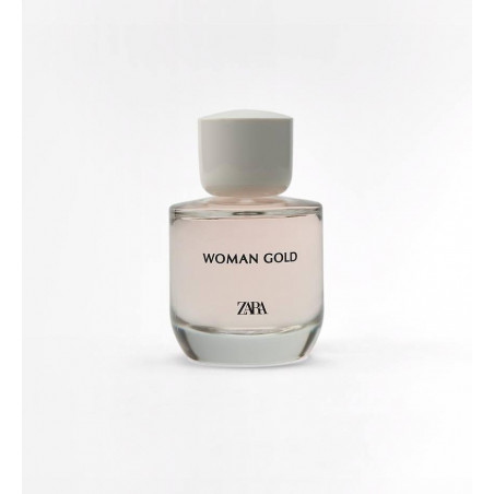 ZARA Woman Gold 90ml — яскравий аромат з фруктовими та квітковими акордами, ноти персика, фрезії, жасмину — вигляд товару