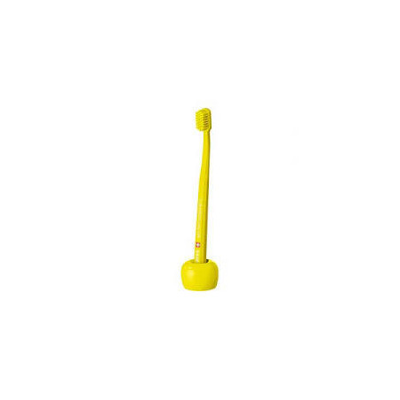 Підставка під зубну щітку Curaprox Be you Toothbrush Foot Yellow — кераміка, жовтий колір, гігієнічне зберігання — деталі