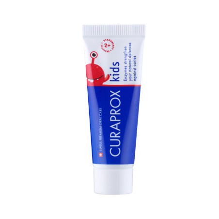 Зубна паста для дітей Curaprox Kids Toothpaste 10ml — догляд за яснами, захист від карієсу, смак полуниці — вигляд товару