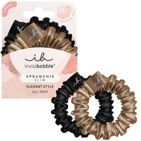 Резинка-браслет для волосся Invisibobble Sprunchie Slim Elegant Style True Golden 2шт — вбудовані SLIM-спіралі для елегантного