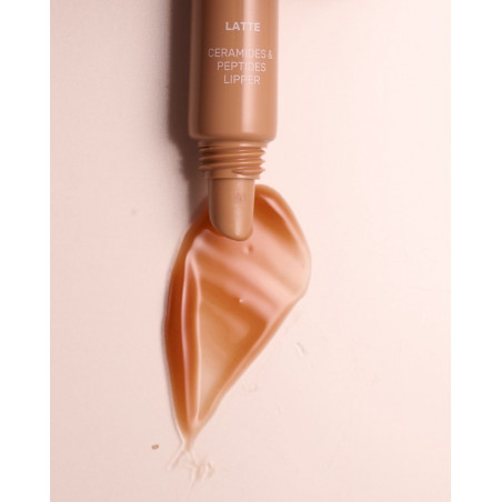 Блиск для губ LIPSS Latte Ceramides Peptides Lipper бежевий з ароматом лате 8ml — живить, зволожує, загоює, пептиди, вітамін Е,