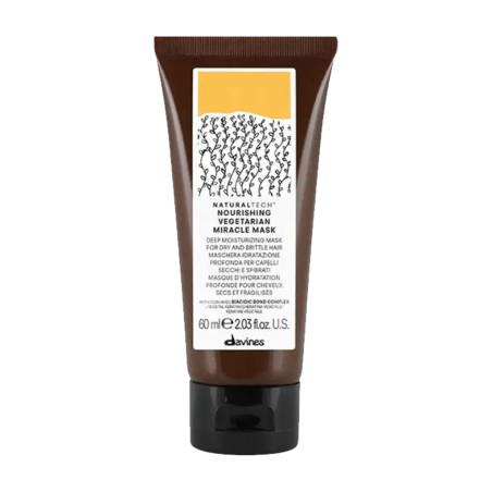 Davines Naturaltech Vegetarian Miracle Mask 60 мл — живильна зволожувальна маска для сухого волосся, з малеїновою та молочною