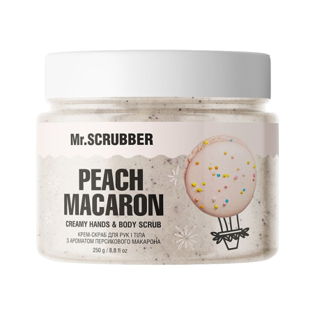 Крем-скраб для рук і тіла Mr.Scrubber Peach Macaron 250g — делікатне відлущування, розгладження шкіри, тонізуючий ефект,