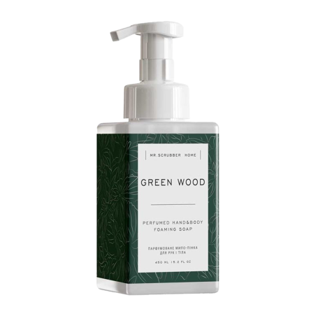 Парфумоване мило-пінка для рук і тіла Mr.Scrubber Green Wood 450ml — делікатне очищення, живлення, усунення подразнень, пряний