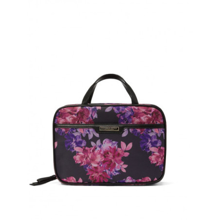 Косметичка органайзер VICTORIAS SECRET Hanging Cosmetic Case чорна — підвісний дизайн, квітковий декор, зручне відділення —