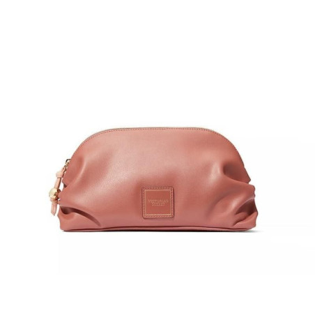 Косметичка VICTORIAS SECRET Cosmetic Case коралова — містка, стильна та практична, з внутрішньою кишенею та золотистим декором