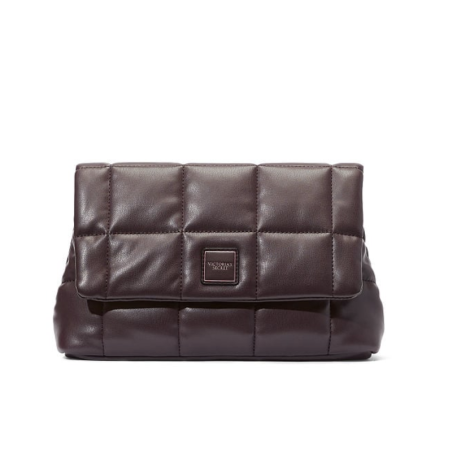 Косметичка VICTORIAS SECRET Quilted Tote шоколадна — стьобана тканина, на кнопці, практична та універсальна — вигляд товару