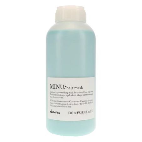 Маска Davines MINU Hair Mask 1000ml — для збереження кольору фарбованого волосся, з олією ши для живлення, упаковка