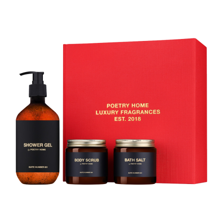 Подарунковий набір POETRY HOME Skin Care — гель для душу, скраб для тіла, сіль для ванни, 300 мл/300 г/300 г, очищення та