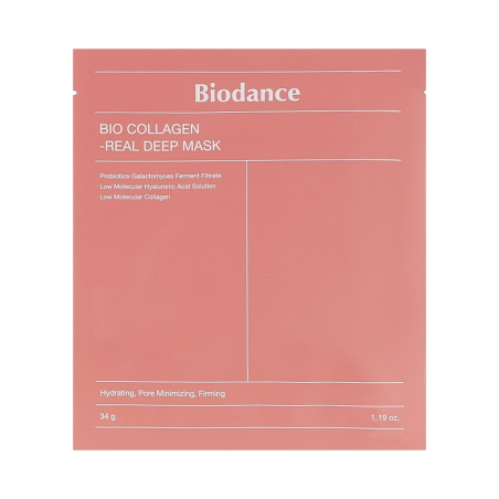 Маска гідрогелева нічна для зволоження Biodance Bio Collagen Real Deep Mask 34 г — глибоке зволоження, живлення та пом'якшення
