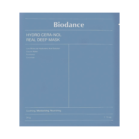 Маска гідрогелева нічна для відновлення Biodance Hydro Cera-nol Real Deep Sheet Mask 34 г — інтенсивне зволоження та