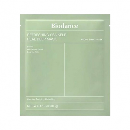 Маска гідрогелева освіжаюча Biodance Refreshing Sea Kelp Real Deep Mask з морськими водоростями та мадекассосідом 34 г —