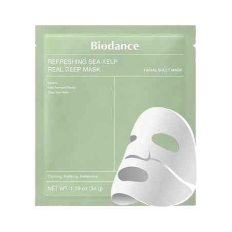 Маска гідрогелева освіжаюча Biodance Refreshing Sea Kelp Real Deep Mask з морськими водоростями та мадекассосідом 34 г —