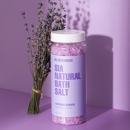 Соль для ванни Mr.Scrubber Sia Natural Bath Salt Lavender Garden 600g — морська сіль, з мінералами, омолоджує, текстура солі