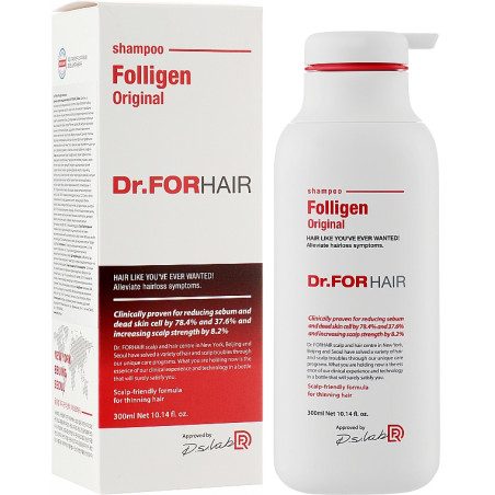 Шампунь професійний Dr FORHAIR Folligen Original Shampoo 300 мл — проти випадіння волосся, стимулює волосяні цибулини,