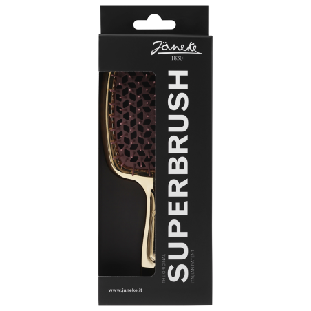 Щітка для волосся JANEKE SUPERBRUSH LUXE AUSP 230 золото з коричневим — термостійка конструкція, для сухого та волого волосся,