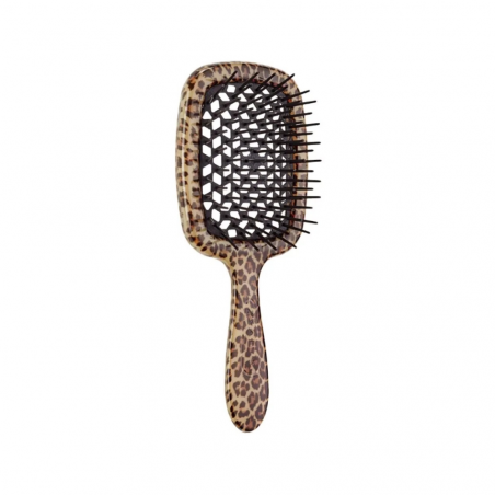 Щітка для волосся JANEKE SUPERBRUSH леопард — гнучкі нейлонові щетинки, рівномірне розподілення гарячого повітря фена, не