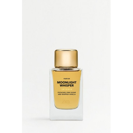 Zara Moonlight Whisper Intense 100ml — теплий глибокий аромат з лінійки Intense, карамелізований фісташковий акорд — упаковка