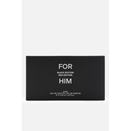 Zara For HIM Black Edition Red Edition 2*50ml — Black Edition: глибокий впевнений аромат для вечірніх виходів, Red Edition: