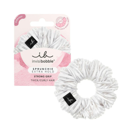 Резинка-браслет Invisibobble Sprunchie Extra Hold Strong Grip Pure White 1шт — посилена фіксація, білий колір, для густого