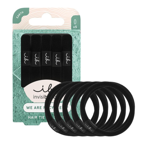 Resinka-braslet dlya volosya Invisibobble We Are Recycled Hair Tie Black 5sht — tehnologiya HairLoveTech, 65% pereproblenih