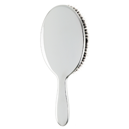 Щітка для волосся JANEKE CHROMIUM HAIR BRUSH CRSP21M M срібло з чорним — натуральна щетина, дбайливо прочісує тонке або ламке
