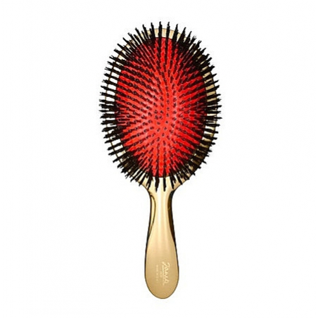Щітка для волосся JANEKE GOLD HAIR BRUSH AUSP22M L золото з чорним 22×7см — комбінація натурального щетини та нейлонових