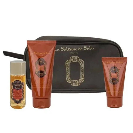Набір аюрведичний La Sultane De Saba Ayurvedique Body Gift Set №1 — косметичка, молочко 200 мл, крем 50 мл, гель 50 мл, аромат