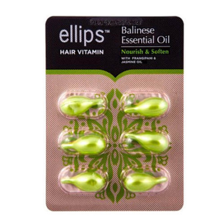 Вітаміни-олія для волосся Ellips Hair Vitamin Balinese Essential Oil Nourish Soften 6шт — ефірна олія плюмерії, жасмину,