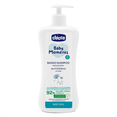 Chicco Baby Moments Bagno Bath Shampoo 500 мл — шампунь для тіла та волосся, без сліз, екстракт календули — вигляд товару