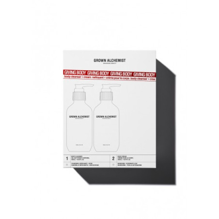Дует СПА для тіла Grown Alchemist Giving Body Cleanser Cream Gift Set — гел та крем, 2 шт, для очищення та живлення, упаковка