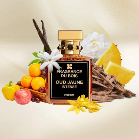 Парфуми Fragrance Du Bois Oud Jaune Intense 50ml — серце звучить розкішним букетом жасмину, апельсинового цвіту, іланг-ілангу,
