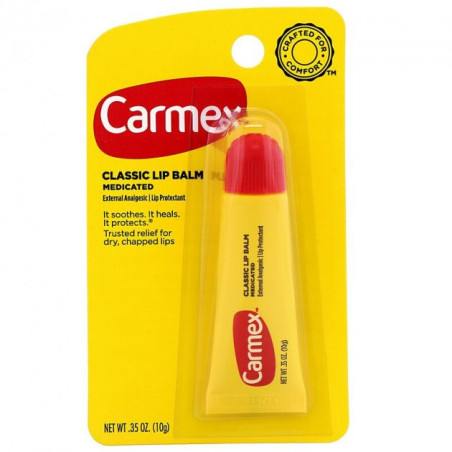 Бальзам для губ Carmex Lip Balm Classic Medicated 10g — медичний, зволоження, захист від тріщин, запобігання сухості, класичний