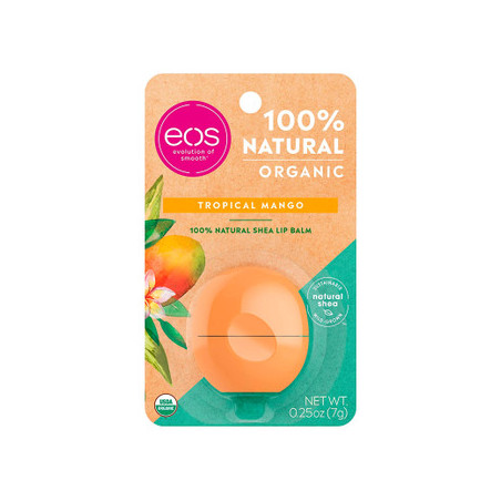 Бальзам для губ EOS Organic Lip Balm Tropical Mango — з органічними маслами, захищає від обвітрювання, інтенсивне зволоження —