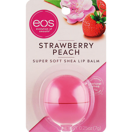 Бальзам для губ EOS Super Soft Shea Lip Balm Strawberry Peach — з маслом ши, солодкий аромат, інтенсивне зволоження — упаковка