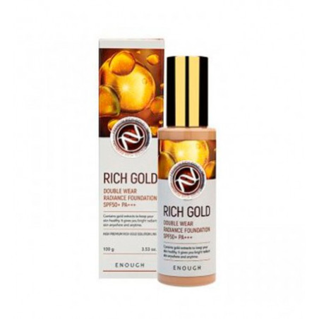 Тональний крем Enough №21 Rich Gold Double Wear Radiance Foundation 100g — з екстрактом золота, SPF50+ PA+++, стійке покриття —